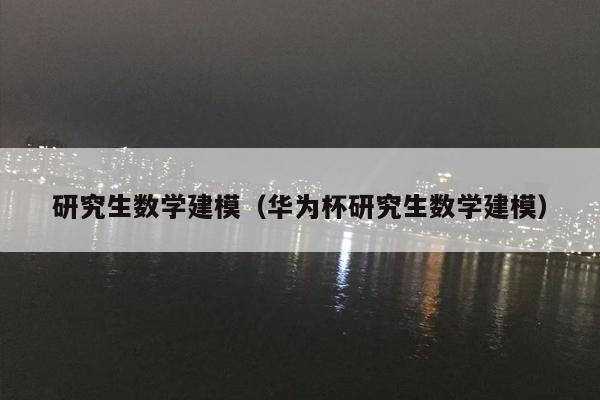 研究生数学建模（华为杯研究生数学建模）