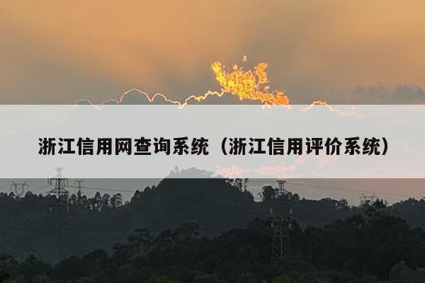 浙江信用网查询系统（浙江信用评价系统）