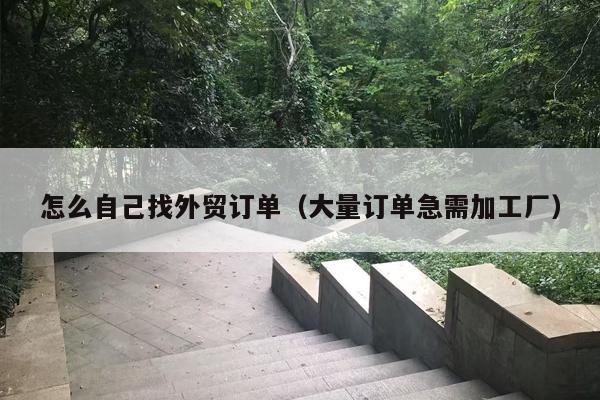 怎么自己找外贸订单（大量订单急需加工厂）