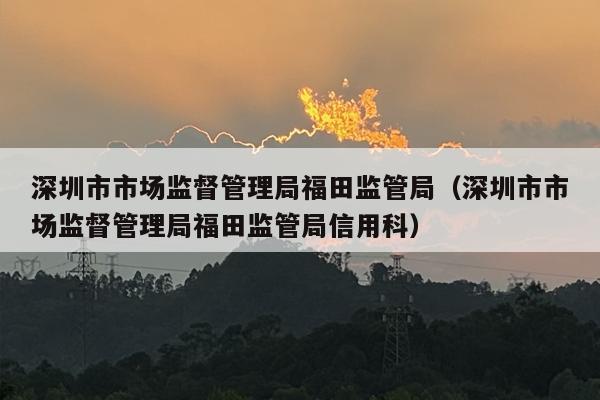 深圳市市场监督管理局福田监管局（深圳市市场监督管理局福田监管局信用科）